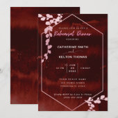Invitation Dîner Rustique Bourgogne Rose Floral (Devant / Derrière)