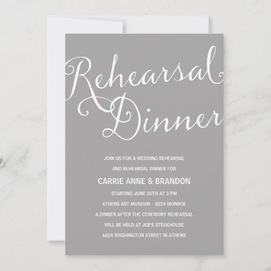 Invitation Dîner rustique classique de répétition de (Devant)
