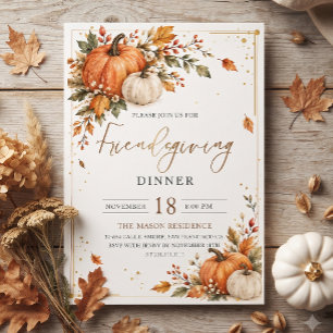 Invitation Dîner Rustique de Friendsgiving Thanksgiving Citro