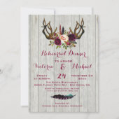 Invitation Dîner Rustique de répétition Boho avec Antlers flo (Devant)