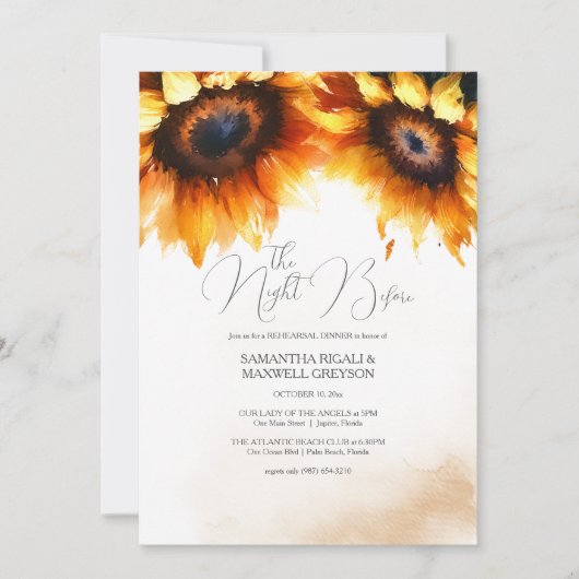 Invitation Dîner Rustique de répétition Florale aquarelle (Devant)