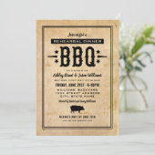 Invitation Dîner Rustique de répétition Mariage BBQ (Debout devant)