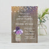 Invitation Dîner Rustique de répétition violet Floral Mason J (Debout devant)