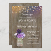 Invitation Dîner Rustique de répétition violet Floral Mason J (Devant / Derrière)