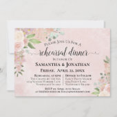 Invitation Dîner Rustique Dusty Rose Floral Mariage (Devant)