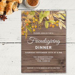 Invitation Dîner rustique en bois de Barnwood Friendsgiving