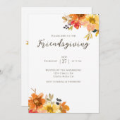Invitation Dîner Rustique Floral Friendsgiving (Devant / Derrière)