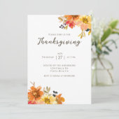 Invitation Dîner Rustique Floral Thanksgiving (Debout devant)