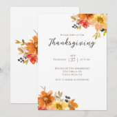 Invitation Dîner Rustique Floral Thanksgiving (Devant / Derrière)