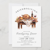 Invitation dîner rustique Friendsgiving (Devant)