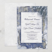 Invitation Dîner Rustique hiver Neige Grange Bois (Devant / Derrière)