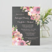 Invitation Dîner Rustique Plastique Rose Floral (Debout devant)