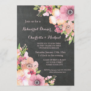 Invitation Dîner Rustique Plastique Rose Floral