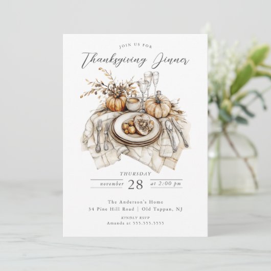 Invitation Dîner Rustique Thanksgiving (Debout devant)