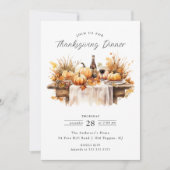 Invitation Dîner Rustique Thanksgiving (Devant)