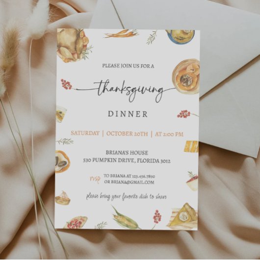 Invitation Dîner Rustique Thanksgiving