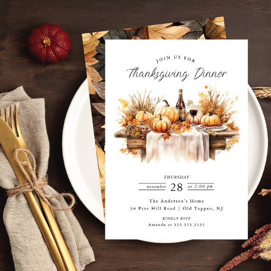 Invitation Dîner Rustique Thanksgiving