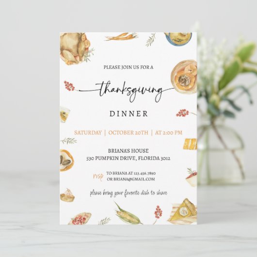 Invitation Dîner Rustique Thanksgiving (Debout devant)