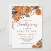 Invitation Dîner Rustique Thanksgiving Citrus Pine (Devant)