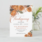 Invitation Dîner Rustique Thanksgiving Citrus Pine (Debout devant)