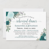 Invitation Dîner Rustique Turquoise Rose Floral Mariage (Devant)