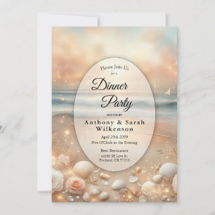 Invitation Dîner Seaside Sparkle et Sunset Dreams