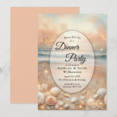 Invitation Dîner Seaside Sparkle et Sunset Dreams (Devant / Derrière)