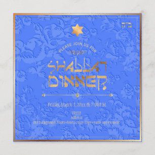 Invitation Dîner Shabbat PixDezines/Damas bleu Cornflower