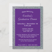 Invitation Dîner Silver Sparkle Purple Graduation (Devant)
