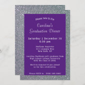 Invitation Dîner Silver Sparkle Purple Graduation (Devant / Derrière)