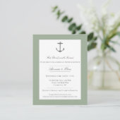 Invitation Dîner simple Ancre nautique Sage Green (Debout devant)
