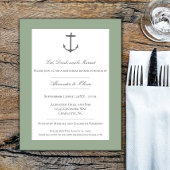 Invitation Dîner simple Ancre nautique Sage Green