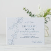 Invitation Dîner simple Boho Floral Dusty Blue (Debout devant)