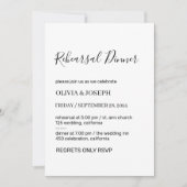 Invitation Dîner simple de répétition blanche moderne et mini (Devant)