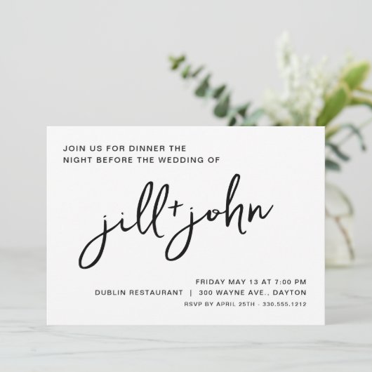 Invitation Dîner simple de répétition Mariage (Debout devant)