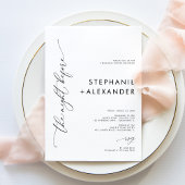 Invitation Dîner simple de répétition Mariage noir et blanc