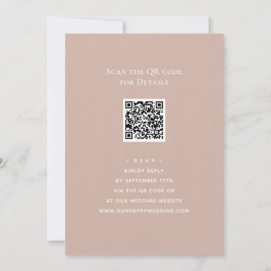 Invitation Dîner simple de répétition moderne Blush Pink QR C (Dos)