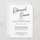 Invitation Dîner simple de répétition noir et blanc (Devant)