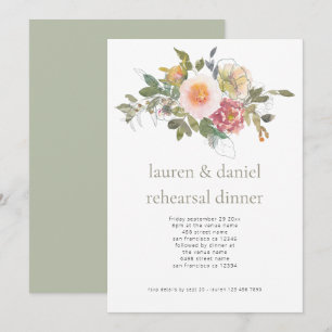 Invitation Dîner simple Floral Sage Green Mariage