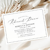 Invitation Dîner simple noir blanc Mariage