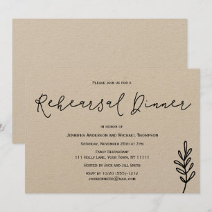 Invitation Dîner simple Rustique de répétition de feuille