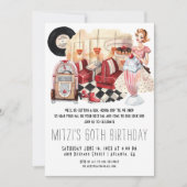 Invitation Diner Sock Hop Anniversaire des années 50 (Devant)