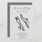 Invitation Dîner-soirée à la mode monochrome (Devant / Derrière)
