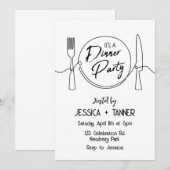 Invitation Dîner, Soirée Minimaliste, Dîner D'Anniversaire, (Devant / Derrière)