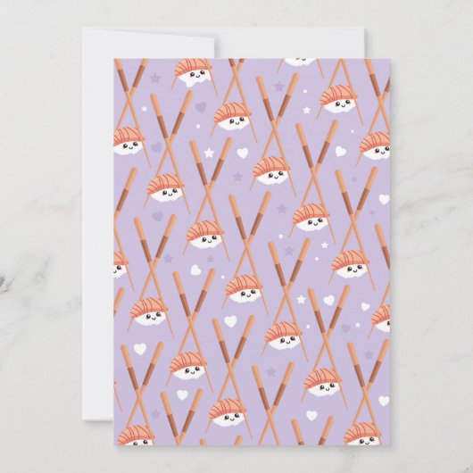 Invitation Dîner Sushi Filles Japonaise Anniversaire Fête vio (Dos)