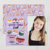 Invitation Dîner Sushi Filles Japonaise Anniversaire Fête vio (Devant / Derrière)