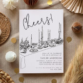 Invitation Dîner Table Cheers Dessin 30e fête d'anniversaire