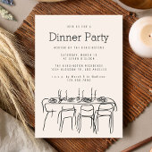 Invitation Dîner Table Party Moderne Simple Line Dessin