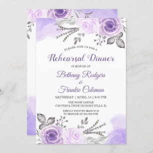 Invitation Dîner tendance Pastel Purple Floral Chic Rehearsal