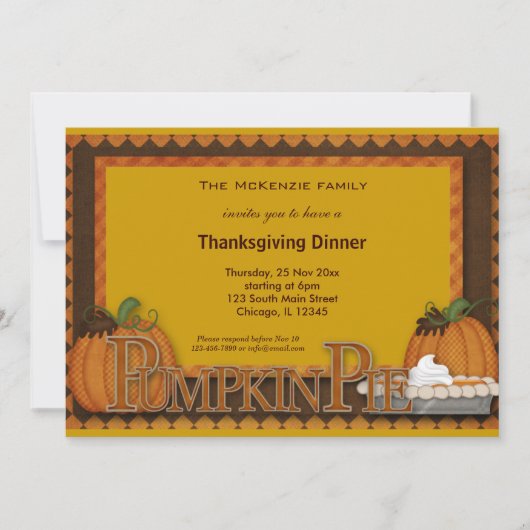 Invitation Dîner Thanksgiving (Devant)